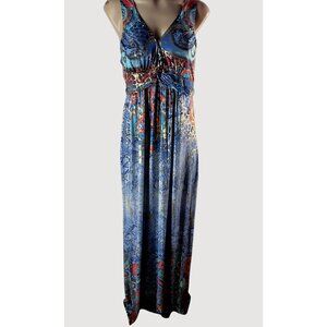 Vintage Miss California Multicolor Paisley Maxi Dress Gold Size 3XL CHECK Measur